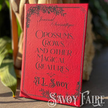 Load image into Gallery viewer, personalized leatherette journal in red with custom laser etching