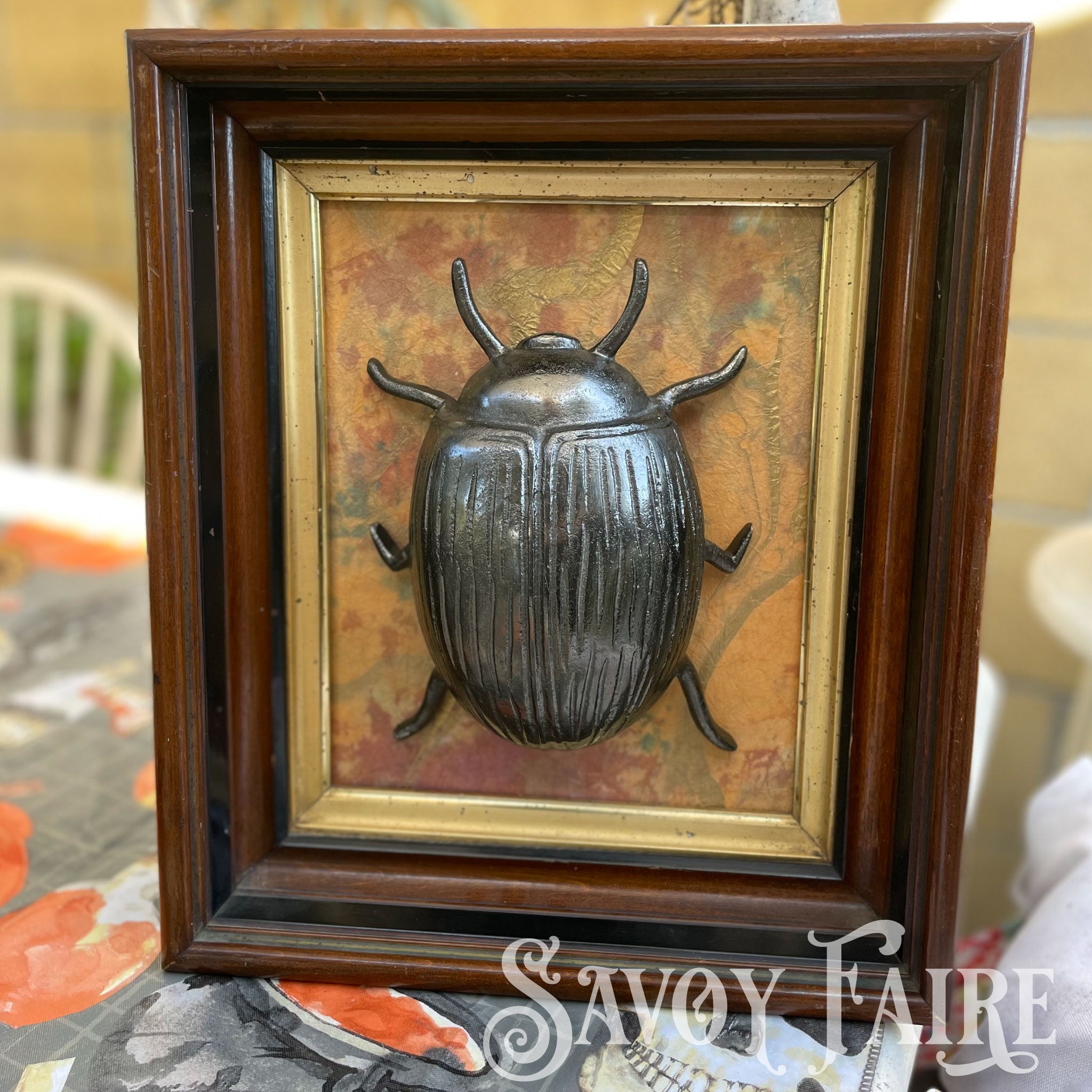 Atelier Savoy: Unique Framed Vintage-Style Beetle Wall Art - Handcrafted Decorative Wall Hanging
