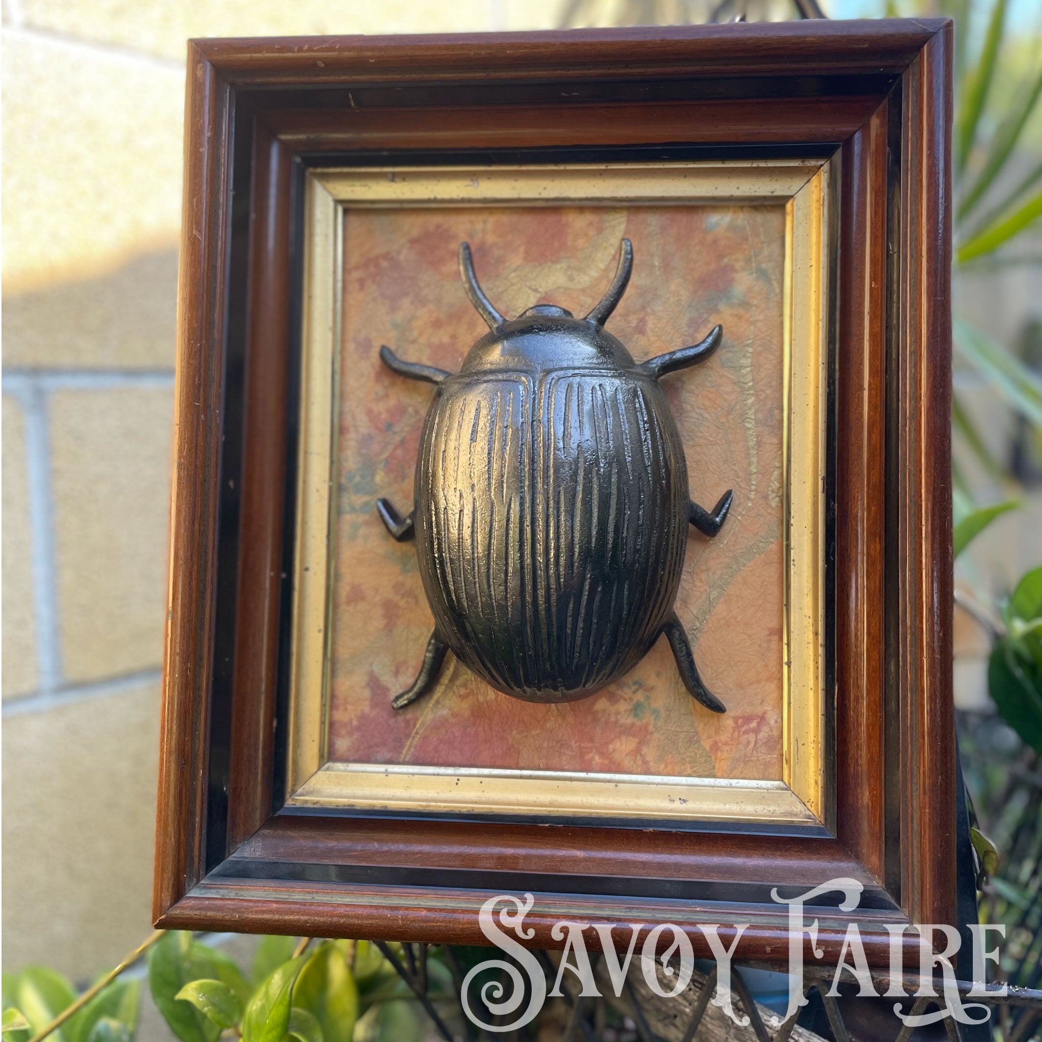 Atelier Savoy: Unique Framed Vintage-Style Beetle Wall Art - Handcrafted Decorative Wall Hanging