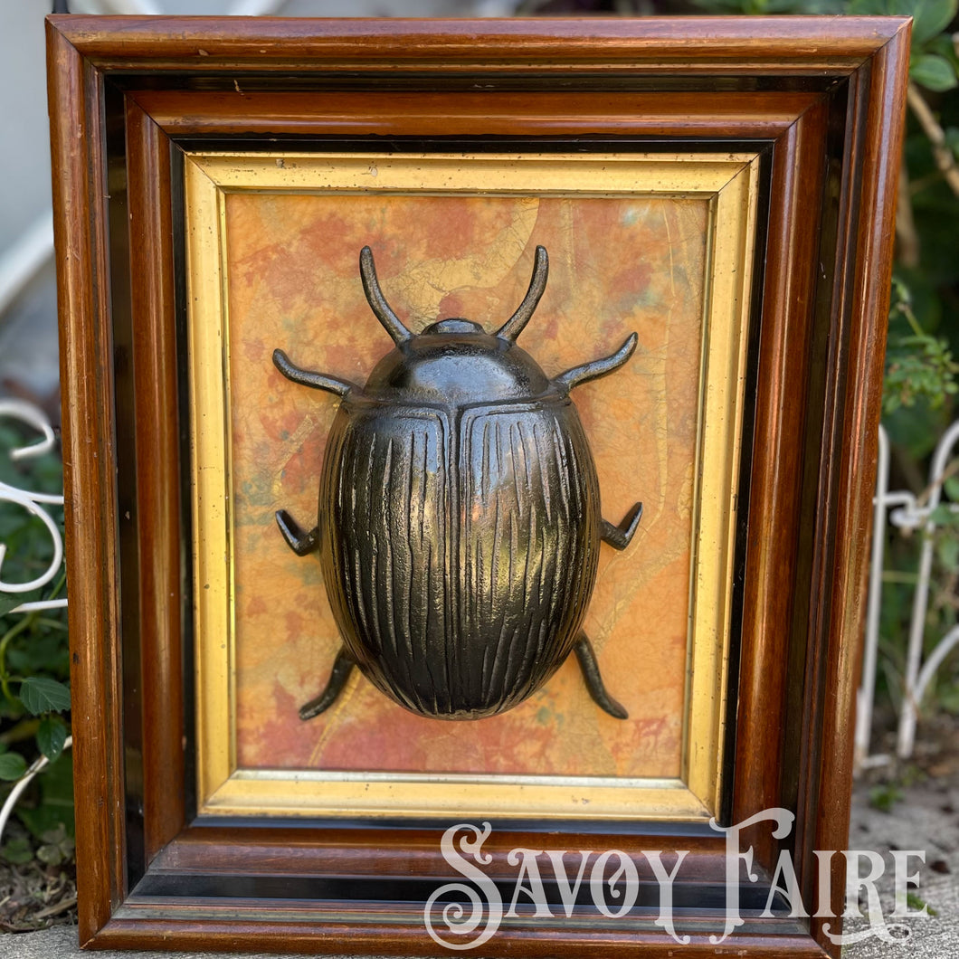 Atelier Savoy: Unique Framed Vintage-Style Beetle Wall Art - Handcrafted Decorative Wall Hanging