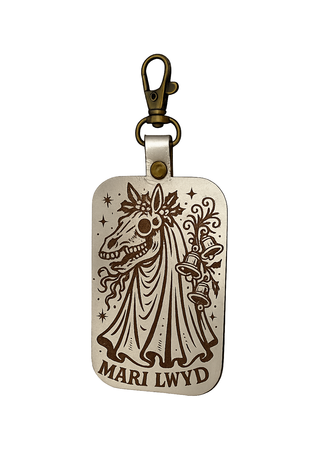 Mari Lwyd Leather Keychain