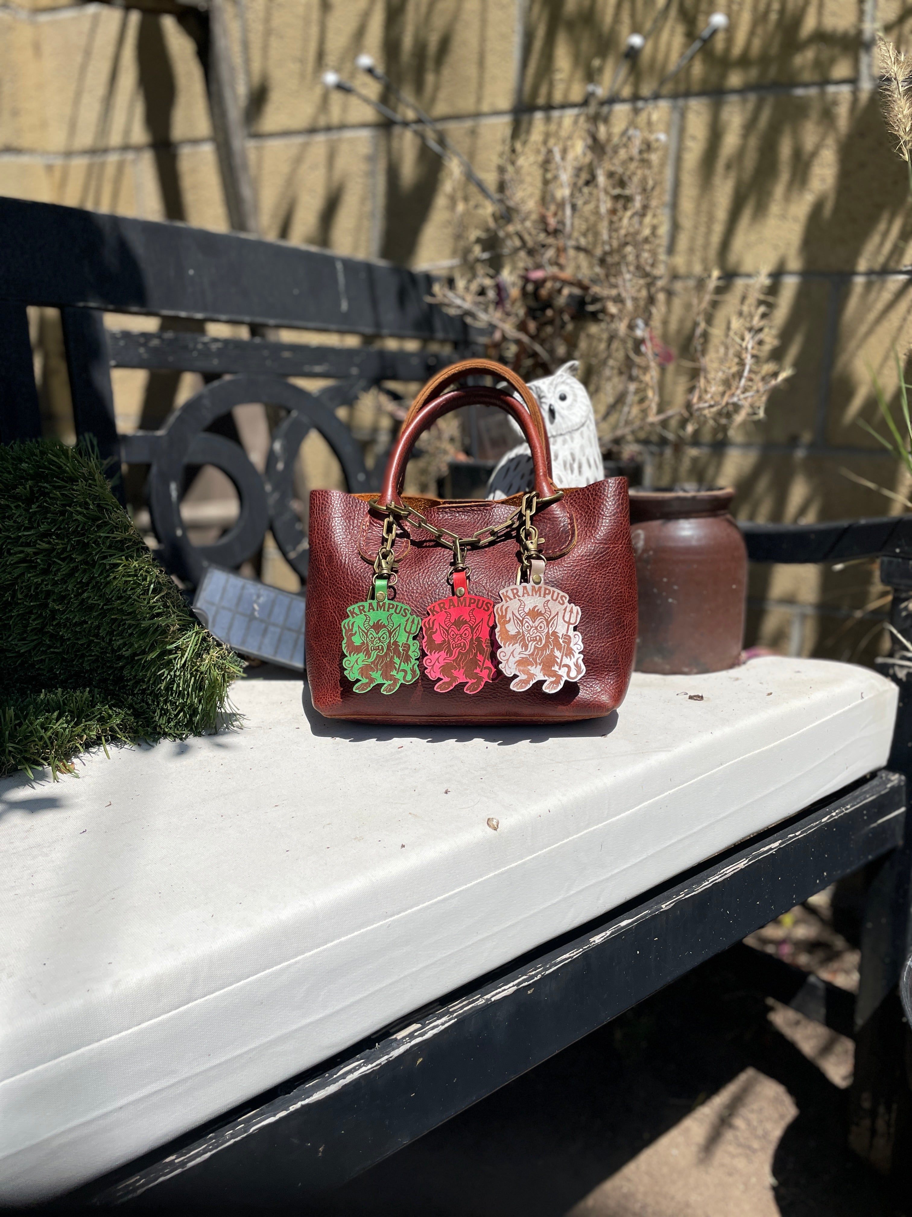 Krampus Leather Keychain