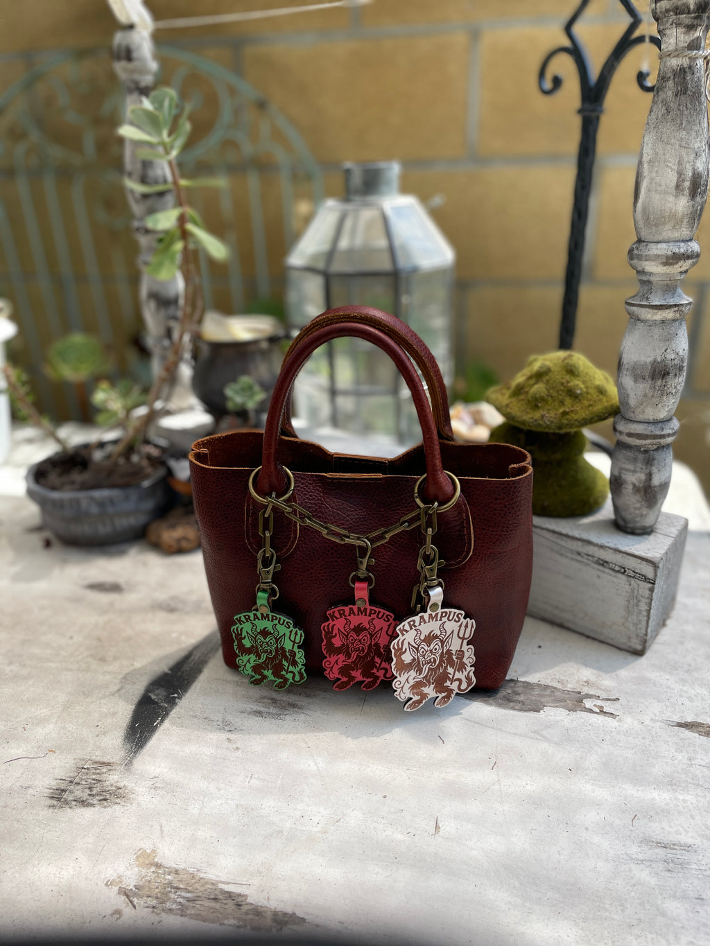 Krampus Leather Keychain