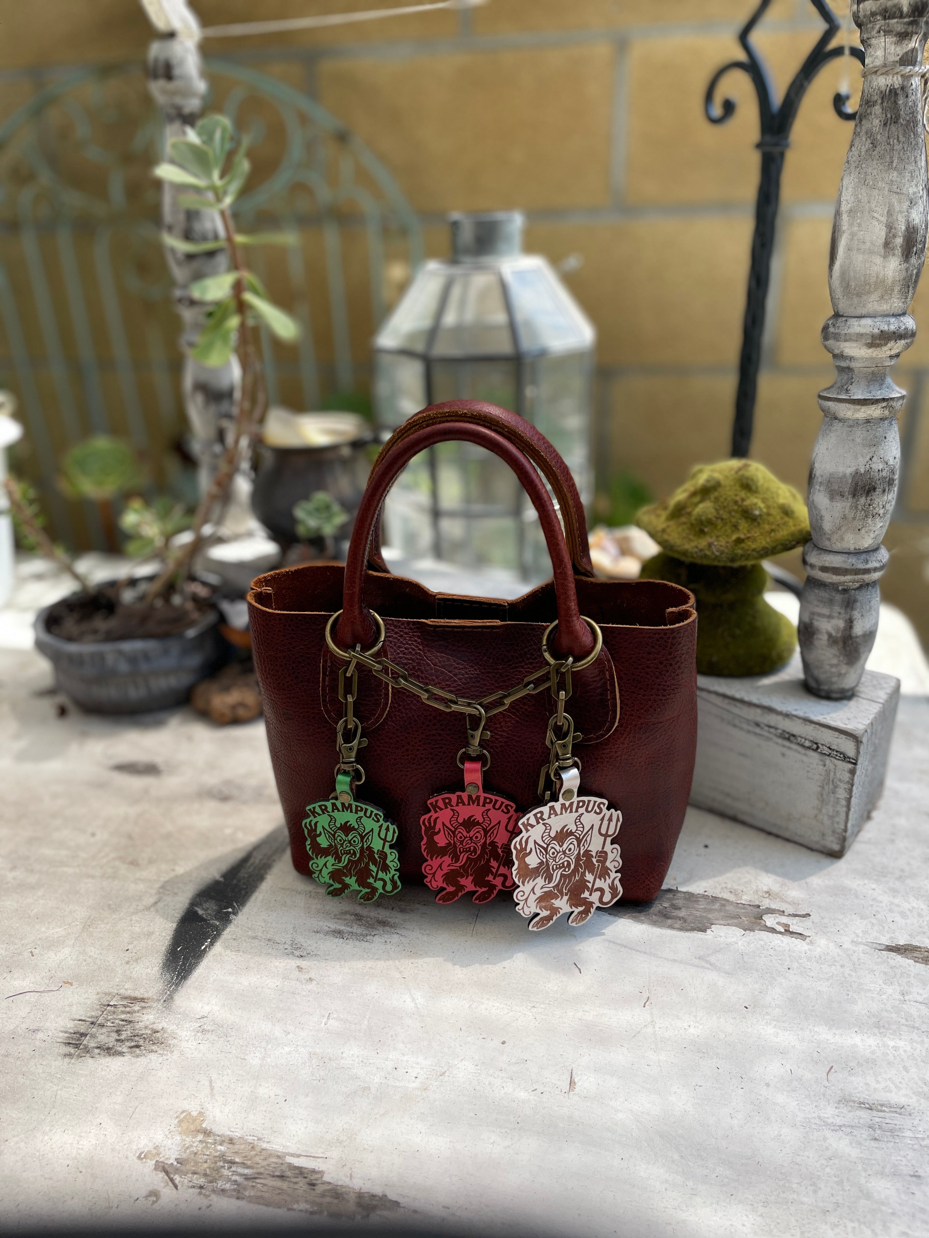 Krampus Leather Keychain