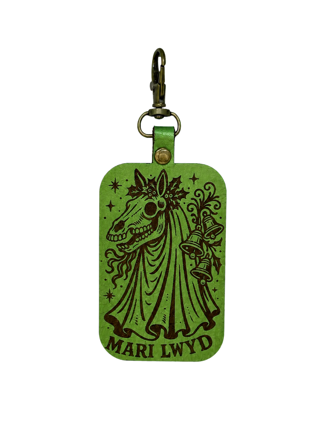 Mari Lwyd Leather Keychain
