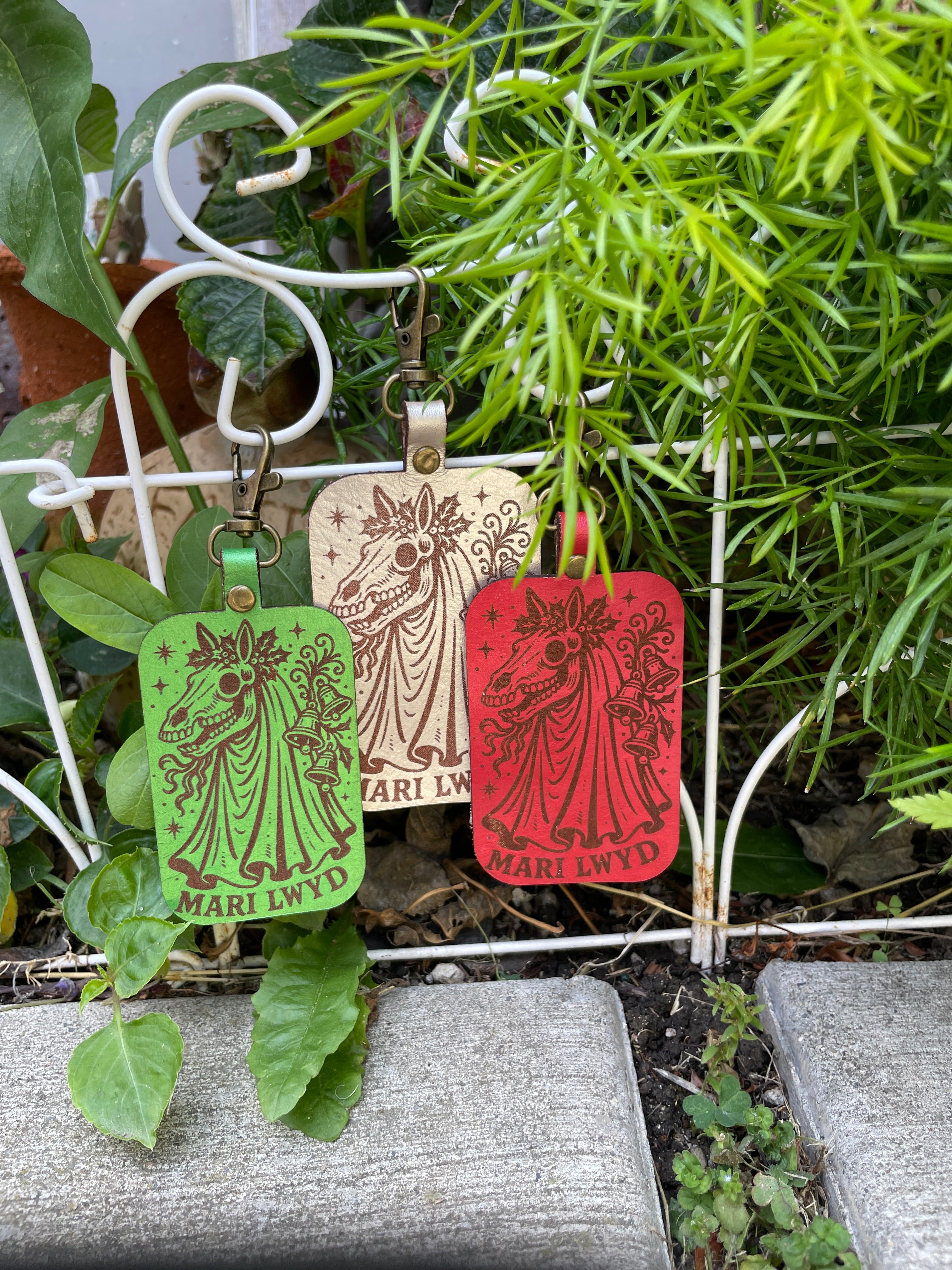 Mari Lwyd Leather Keychain