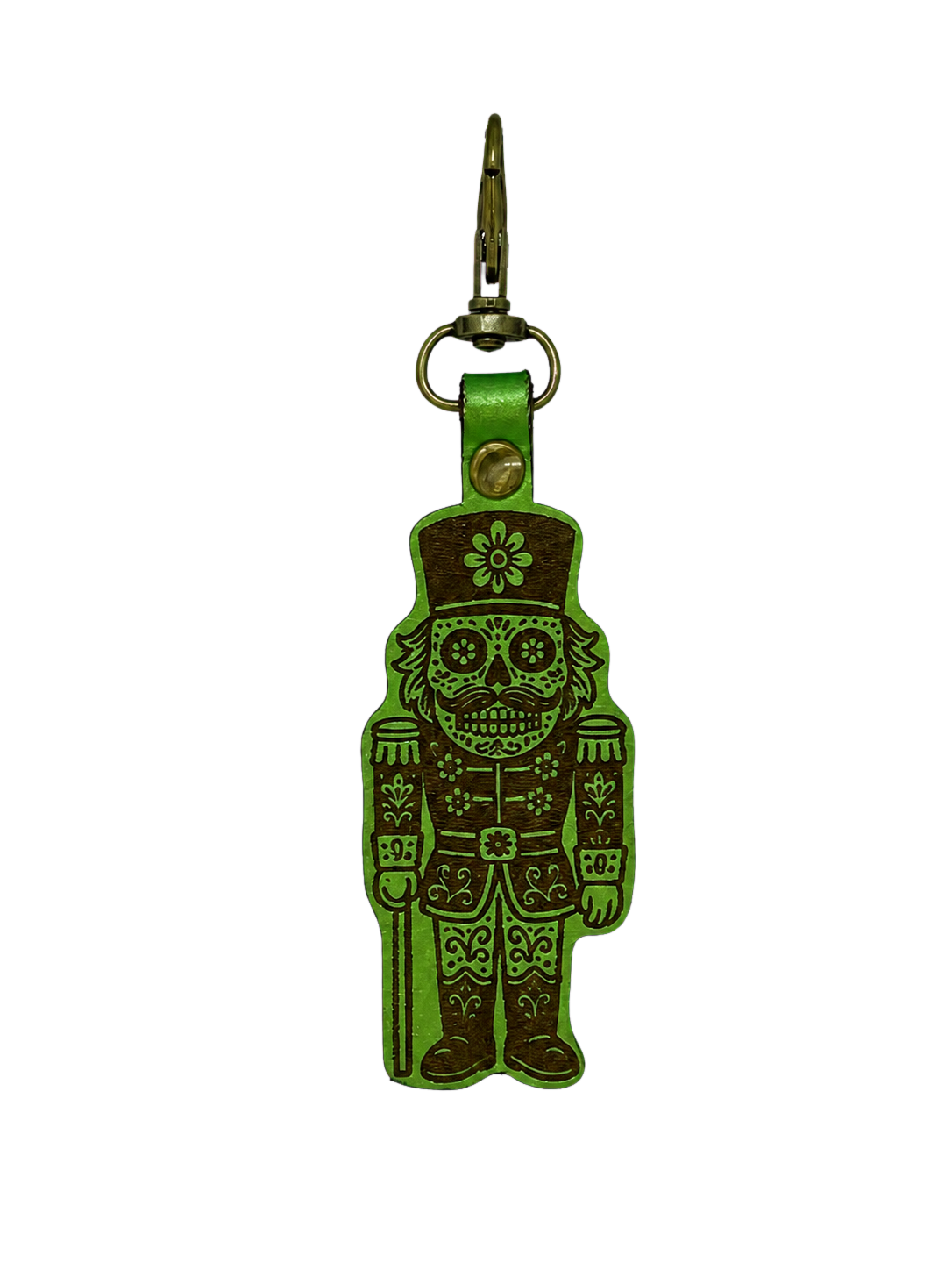 Sugar Skull Nutcracker Leather Keychain