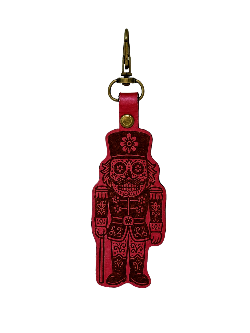 Sugar Skull Nutcracker Leather Keychain