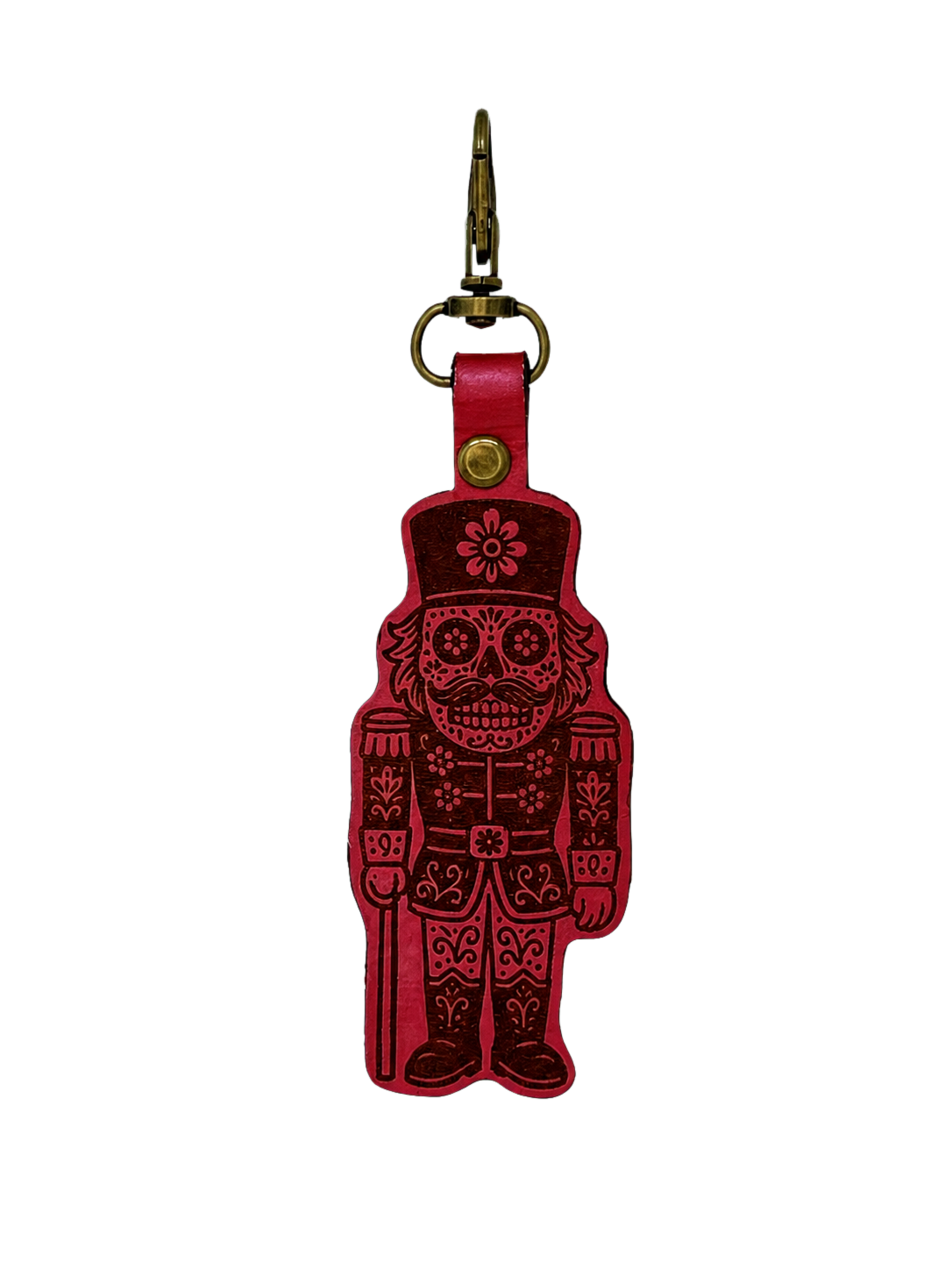 Sugar Skull Nutcracker Leather Keychain
