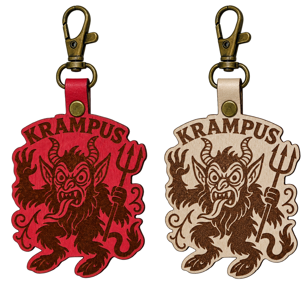 Krampus Leather Keychain