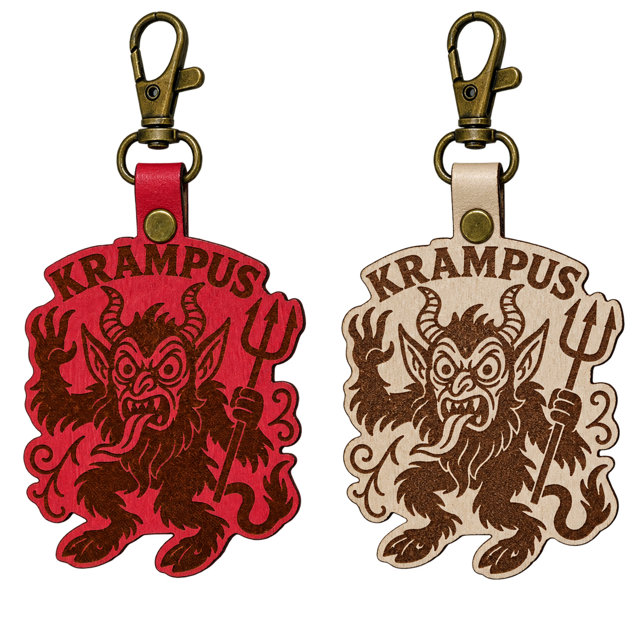 Krampus Leather Keychain