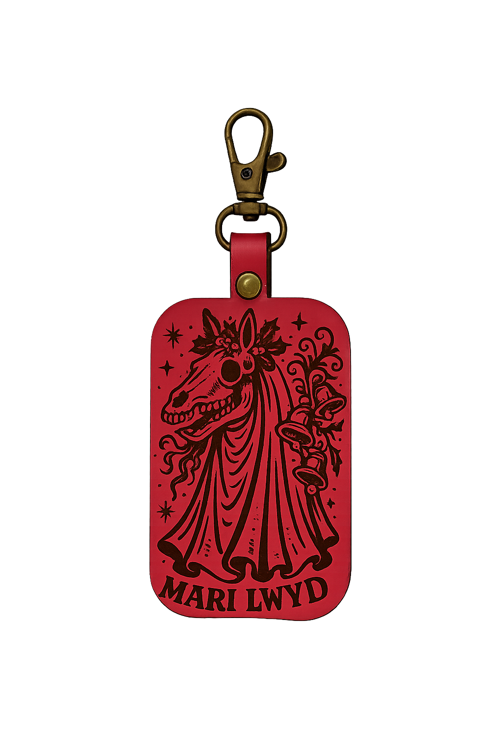 Mari Lwyd Leather Keychain