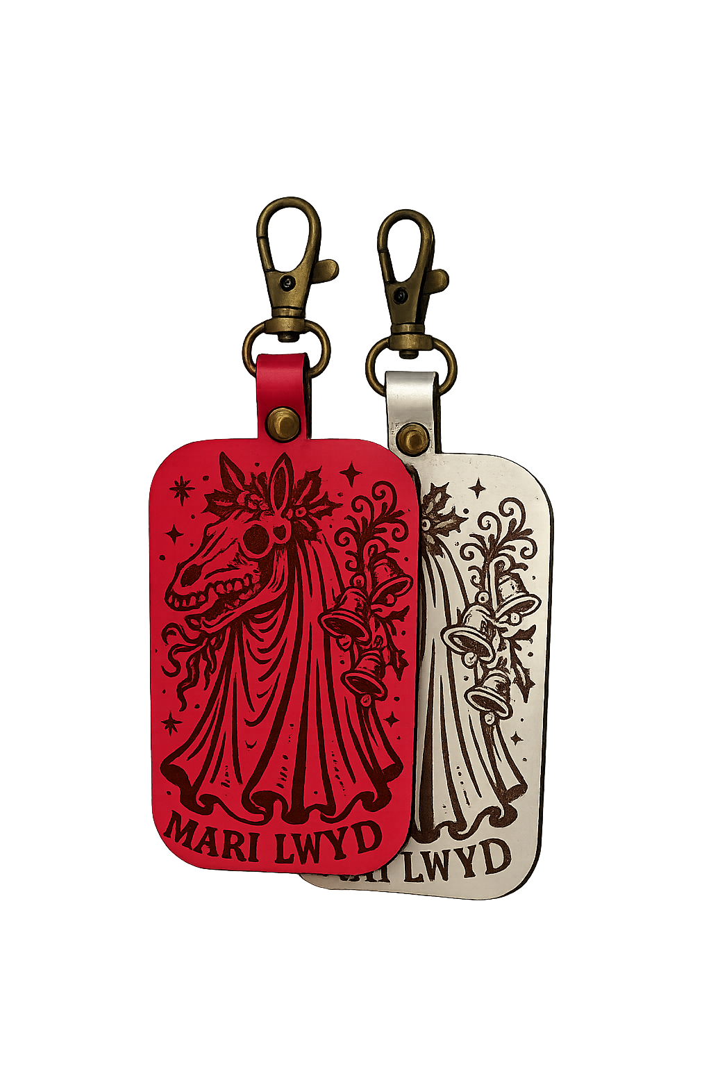 Mari Lwyd Leather Keychain