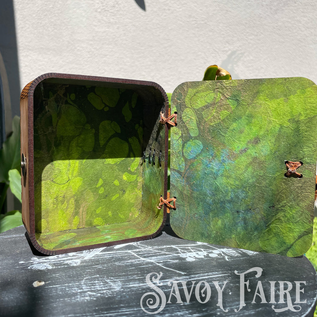 Wood Box with leather embellishments