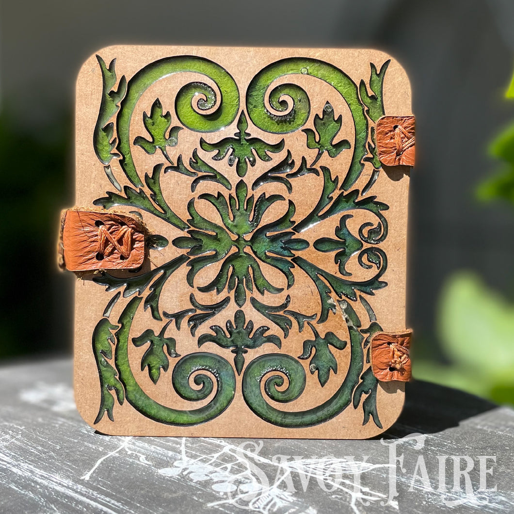 Wood Box with leather embellishments