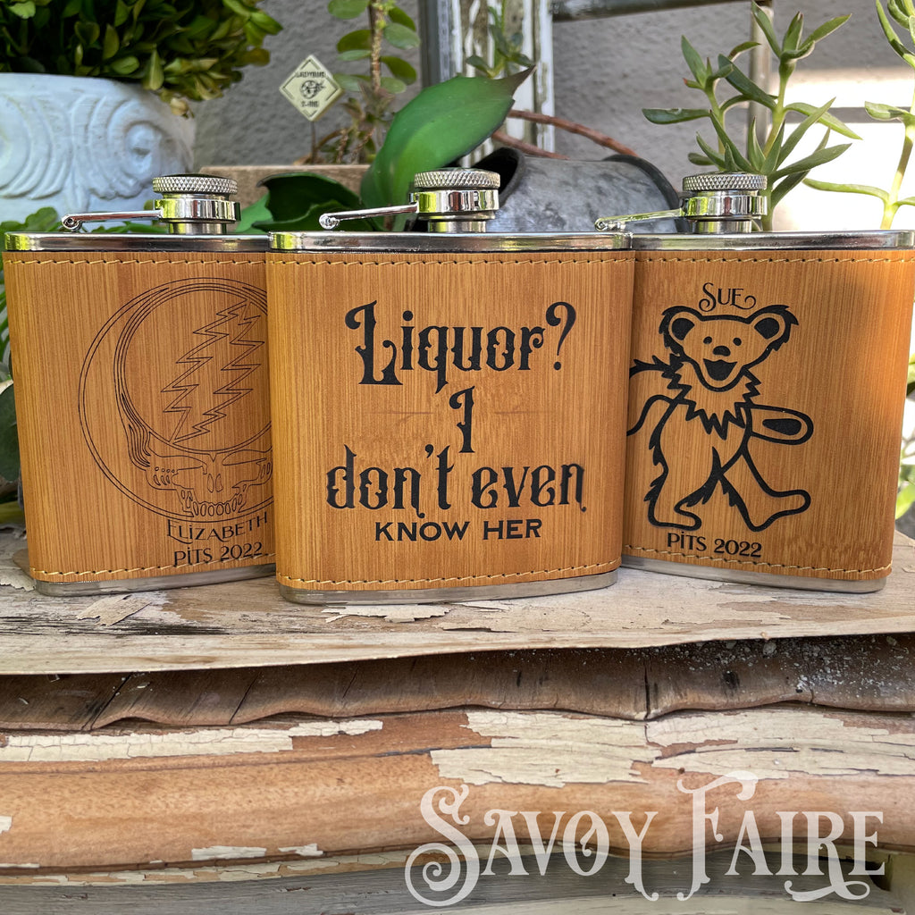 Faux Leather Flask 6oz - Personalized