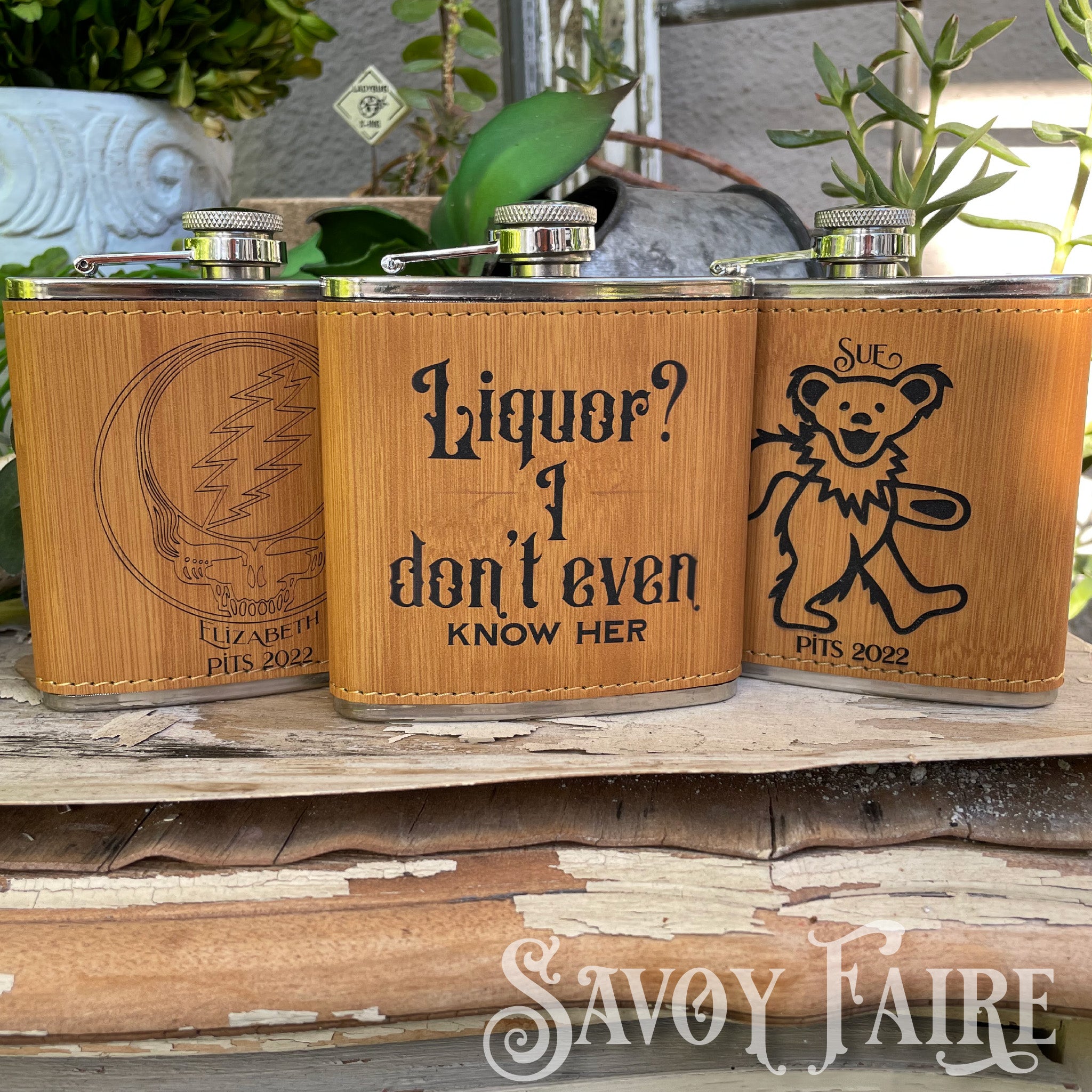 Faux Leather Flask 6oz - Personalized
