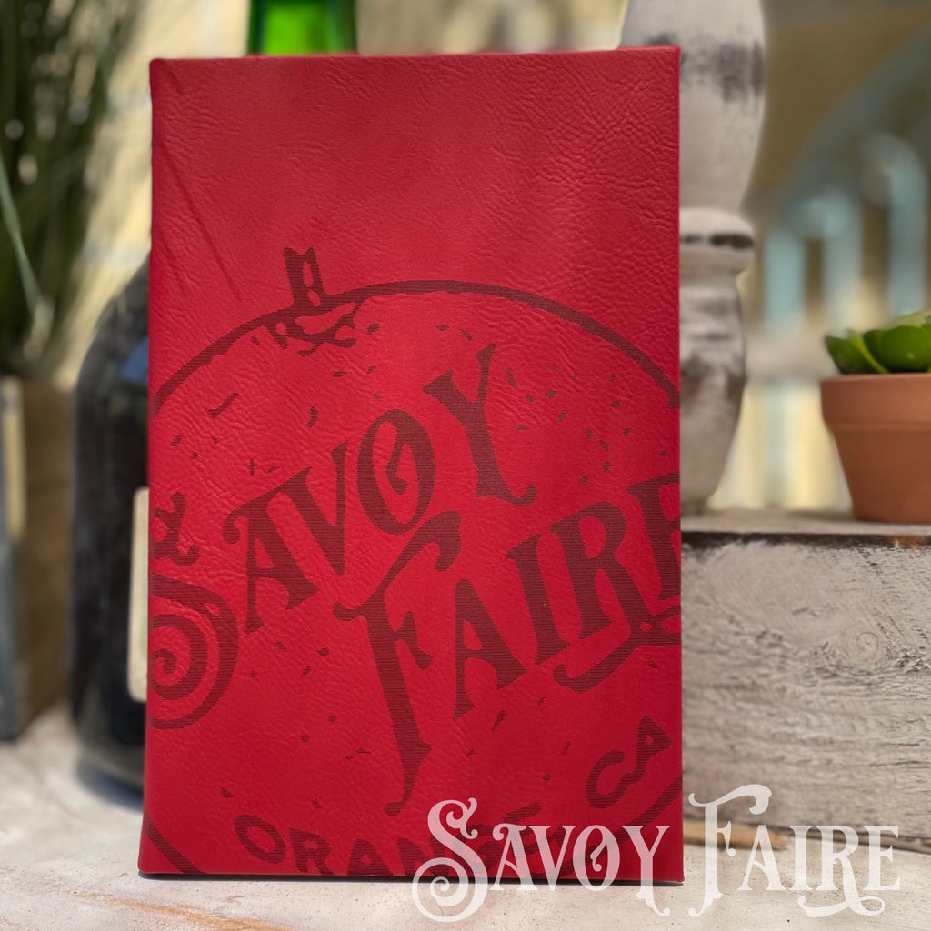 personalized leatherette journal in red with custom laser etching
